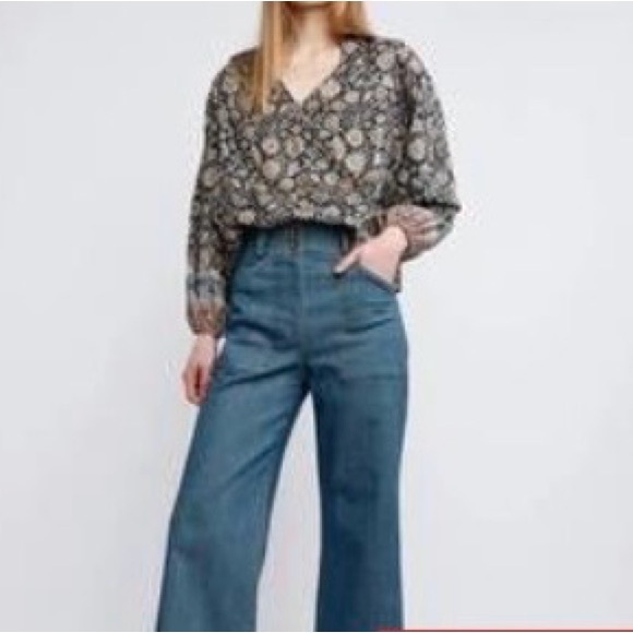 Self Contrast Tops - Self Contrast Anthropologie NWOT Made in USA boho Floral Paisley cotton Blouse L